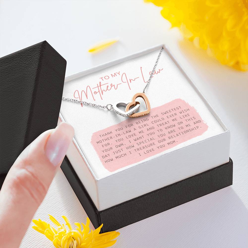 Necklace Gift For Mother In Law Groom's Mom Interlocking Heart Pendent To My Bride's Mom On Mother's Day