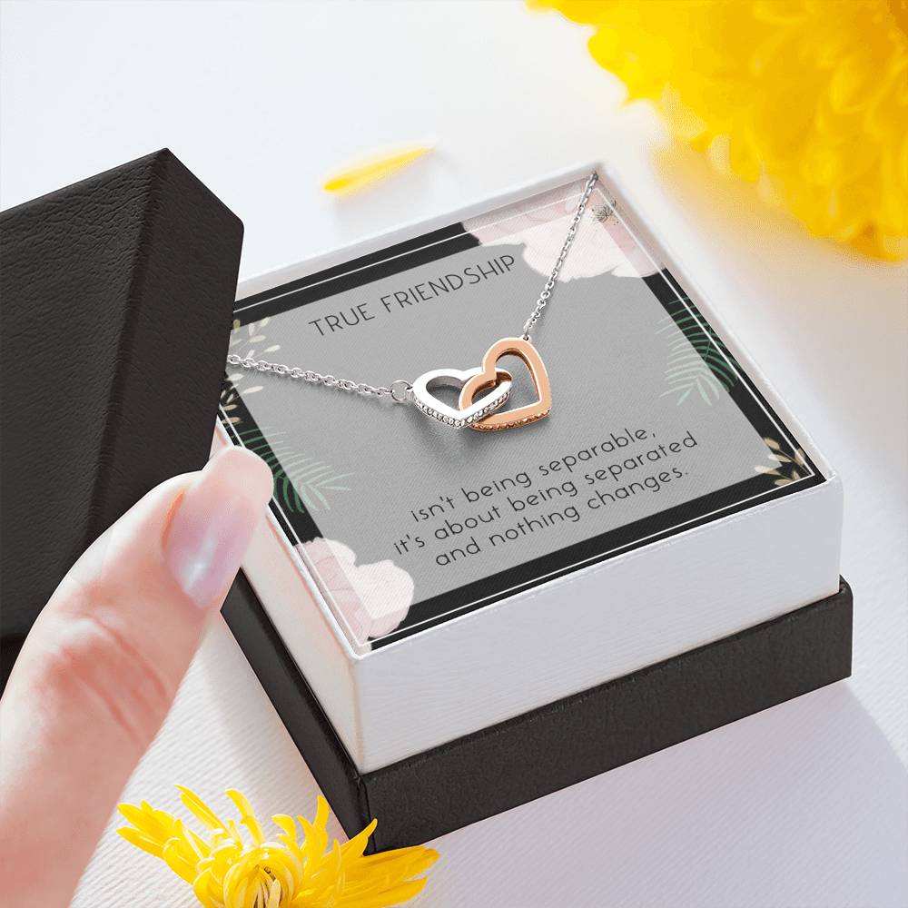 Friendship Necklace For True Friend Interlocked Hearts Pendent Gift To My Forever Friend