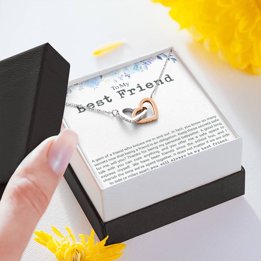 Personalized Bestfriend Necklace for Her Birthday Friendship Gift Interlocking Hearts Heart Necklaces for Women with Message  Card