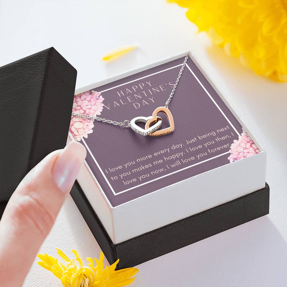 Valentine's Day Gift For Women Interlocked Heart Pendent To My Girlfriend Gift With The Message Card