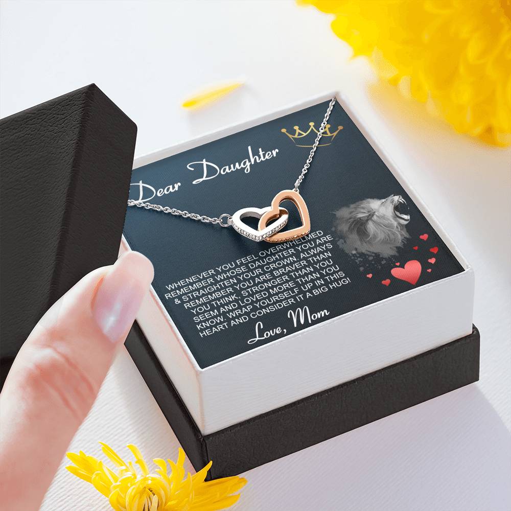 Personalized Gift Daughter Necklace for Mom Valentines Birthday Gift Silver Jewelry Interlocking Hearts Necklace for Women with Message  Card