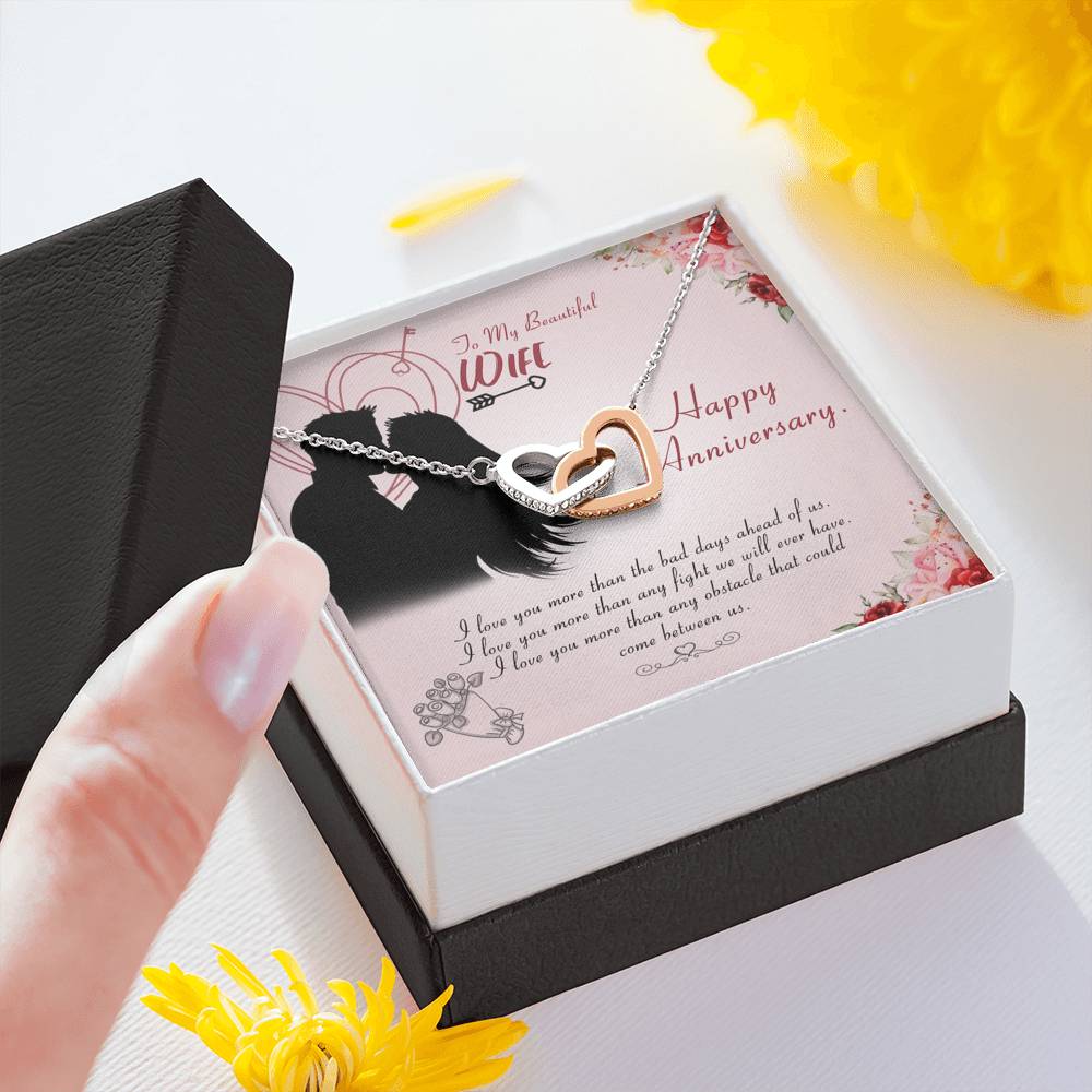 Interlocking Hearts Necklace for Wife Personalized in Luxury Box Birthday Gift for Her Valentines Anniversary Gifts To My Wife Necklace with message card from Husband Silver Necklaces for Women