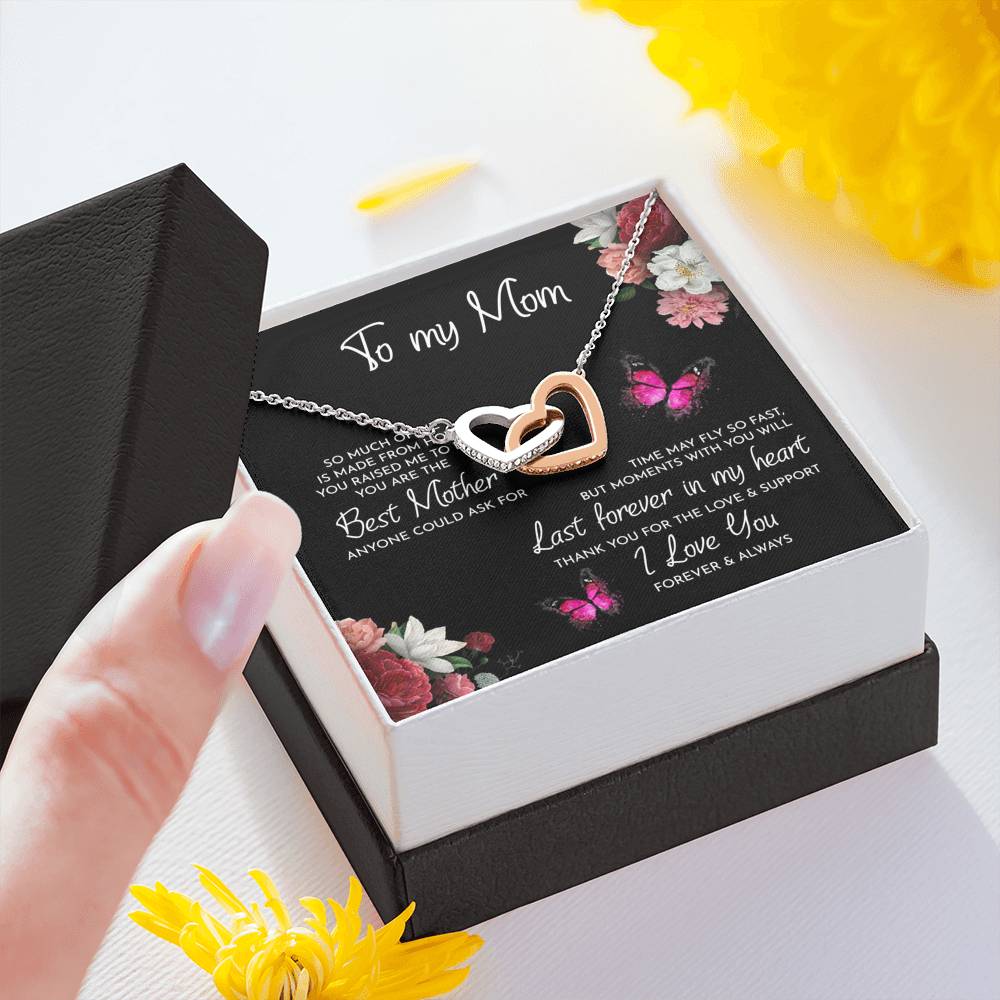 To My Mom, Thank You For Always Being There, Interlocking Hearts Necklace, Mother's Day Gift, Necklace For Mom, Jewelry Gift From Daughter