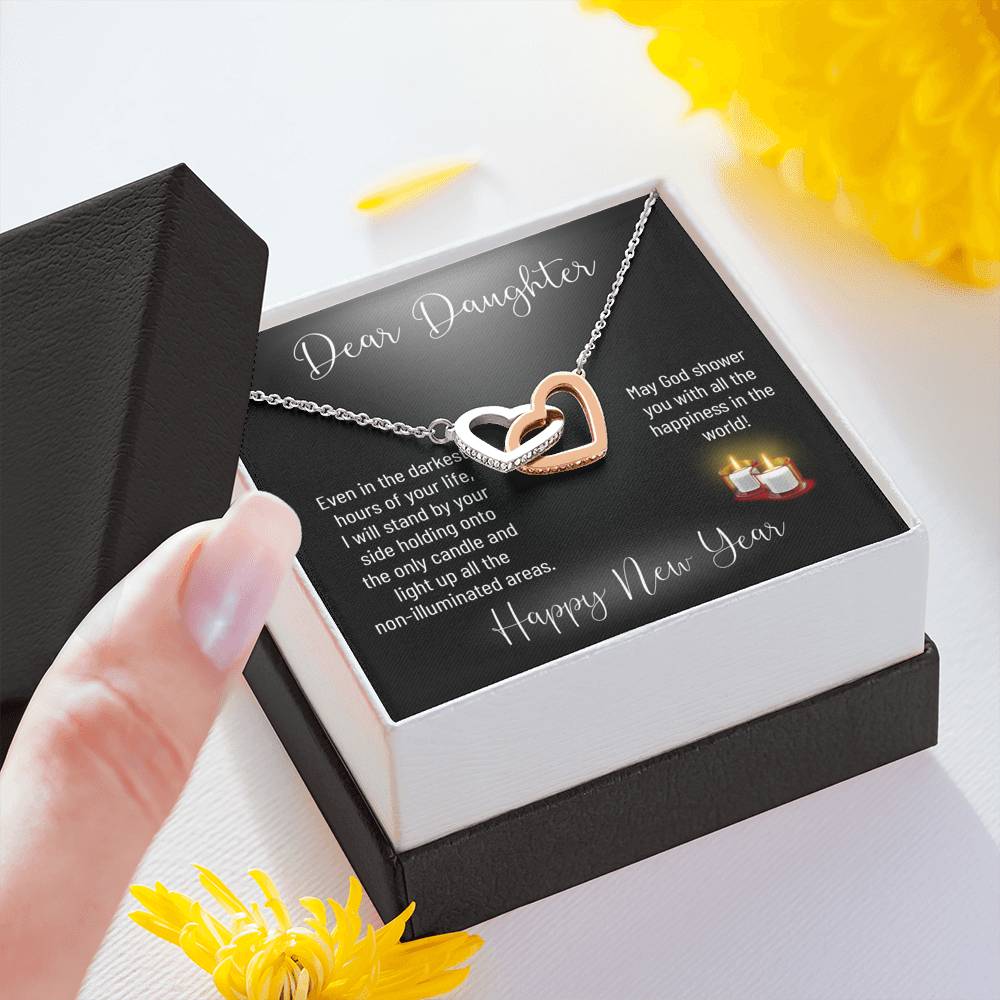 Personalized Gift Daughter Necklace for Her Valentines Birthday  Gift InterLocking Hearts Necklace for Women with Message  Card