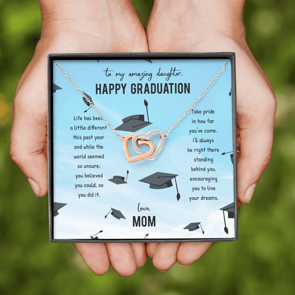 Graduation gift for daughter from mom, Mom to daughter graduation necklace with card, To my daughter on her graduation day gift
