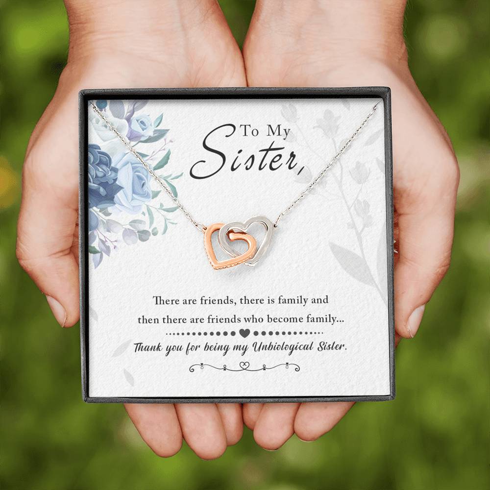 Personalized Custom Sister Necklace  for Her Valentines Birthday Anniversary Gift Interlocking Hearts Necklace for Women with Message  Card