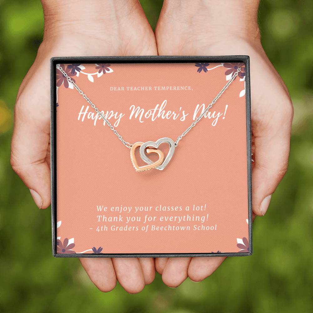 Best Gift for Mom  Necklace Silver Jewelry for Valentines Mother's Day Birthday Gift Interlocking Hearts Necklace for Women with Message  Card