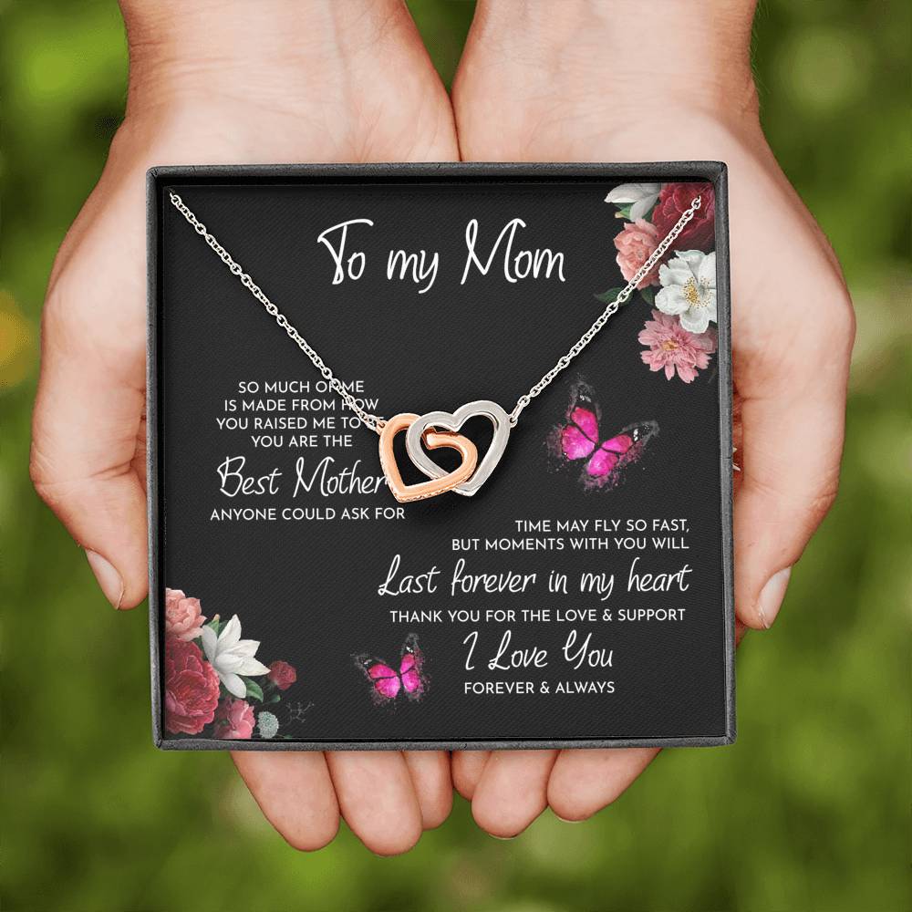 To My Mom, Thank You For Always Being There, Interlocking Hearts Necklace, Mother's Day Gift, Necklace For Mom, Jewelry Gift From Daughter