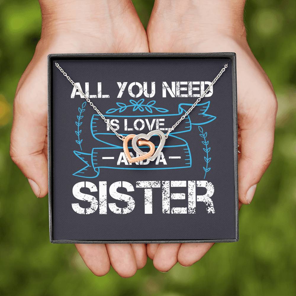 Personalized Gift Sister Necklace for Her Valentines Birthday  Gift Interlocking Hearts Necklace for Women with Message  Card