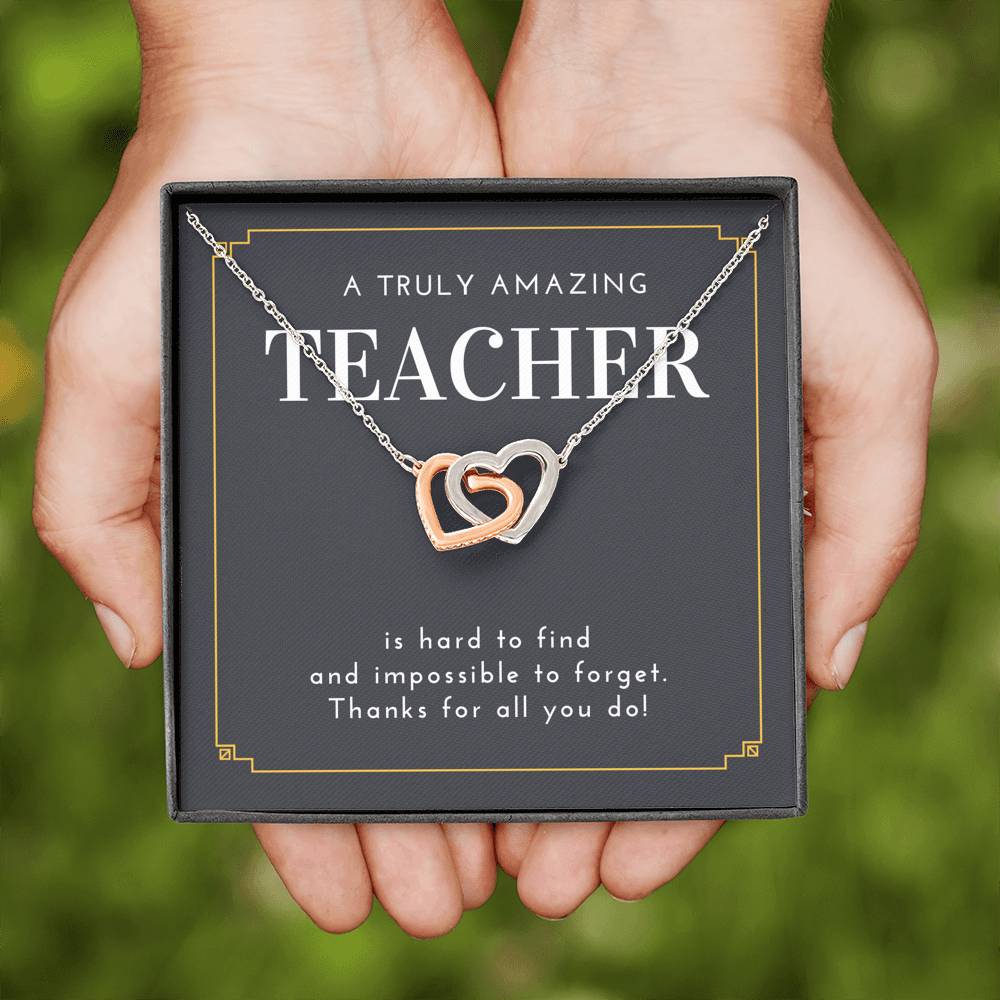 Teacher's Appreciation Carded Gift Heart Pendent To My Favorite Teacher On Valentine Day