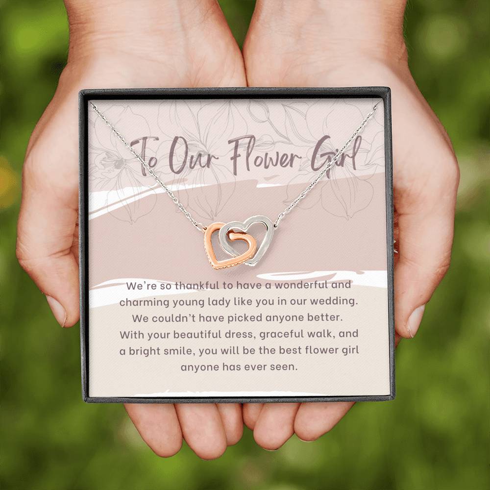 Flower Girl Gift Necklace, Thank You Gift for Flower Girl, Heart Necklace for Flower Girl