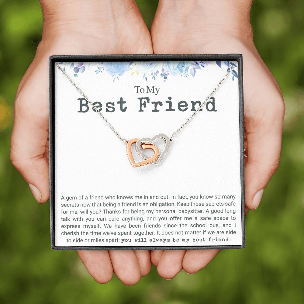 Personalized Bestfriend Necklace for Her Birthday Friendship Gift Interlocking Hearts Heart Necklaces for Women with Message  Card