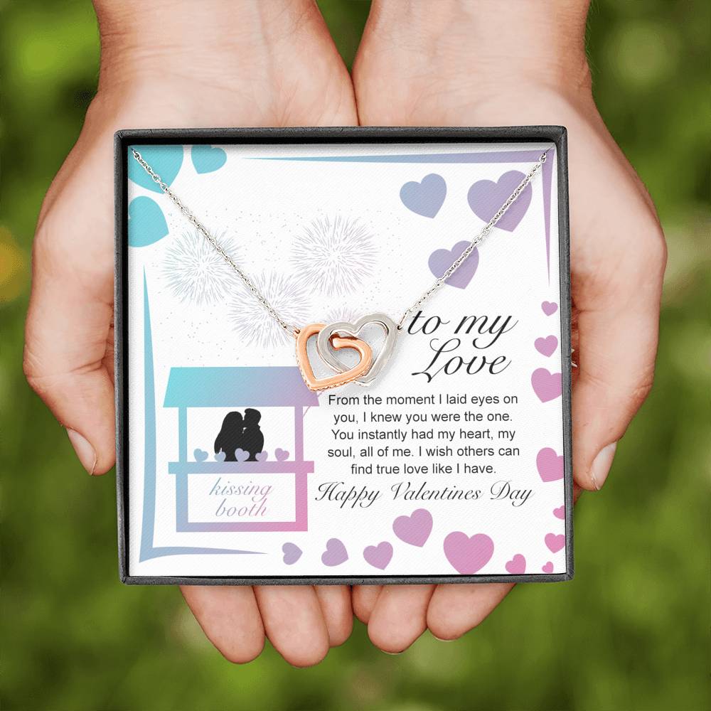 Personalized Wife Girlfriend Necklace  for Her Valentines Birthday Anniversary Gift Interlocking Hearts Necklace for Women with Message  Card