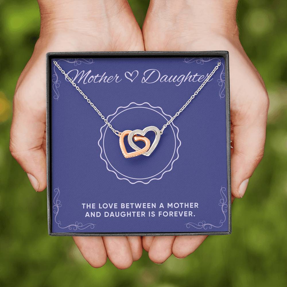 Personalized Gift To My Daughter Interlocking Hearts Necklace Jewelry Pendant For Her Birthday Graduation Valentines Custom Message Card From Mom