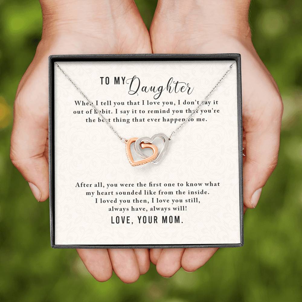 Personalized To my Daughter Necklace  for Her Valentines Birthday Gift Interlocking Hearts Necklace for Women with Message  Card