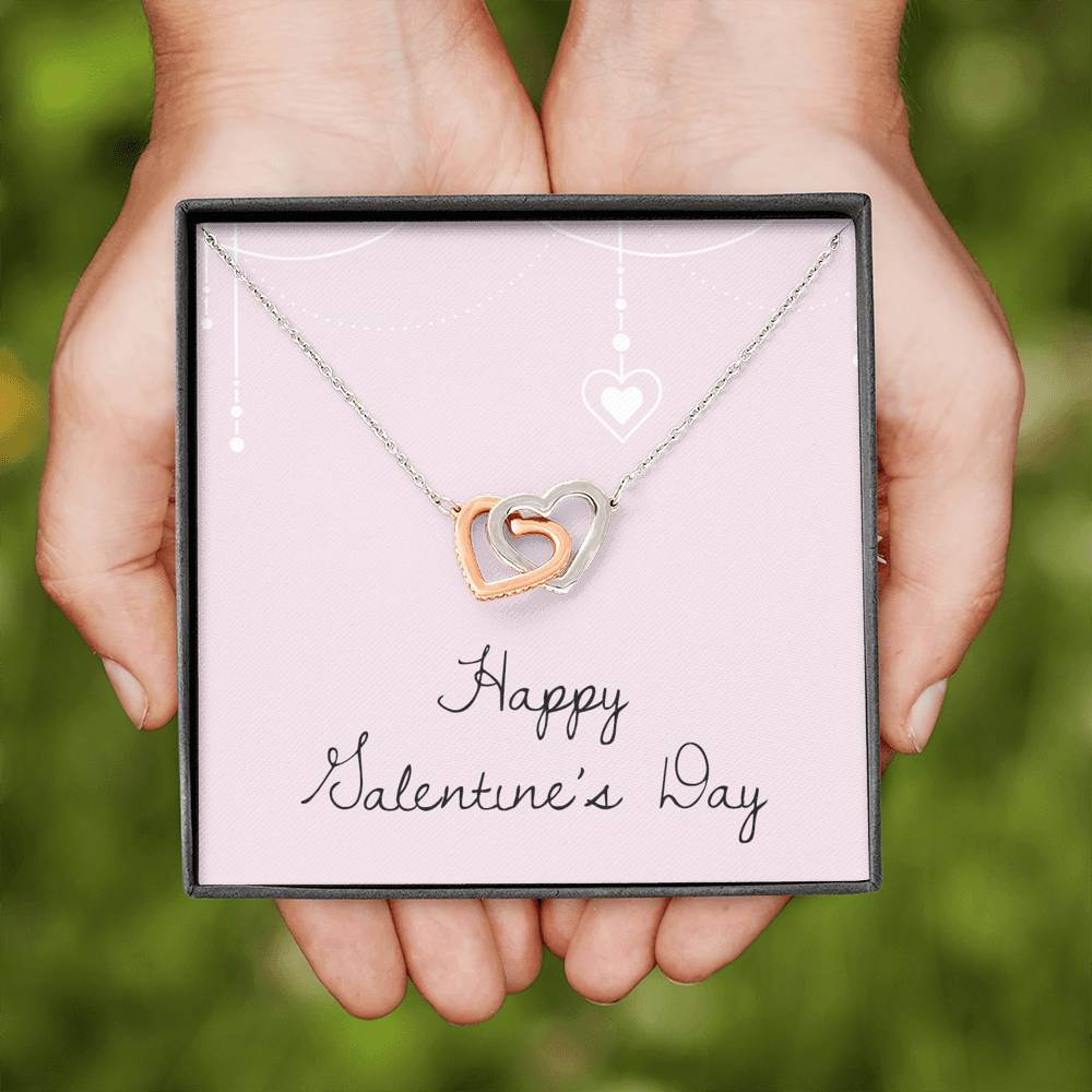 Personalized Wife Girlfriend Necklace  for Her Valentines Birthday Anniversary Gift InterLocking  Hearts Necklace for Women with Message  Card