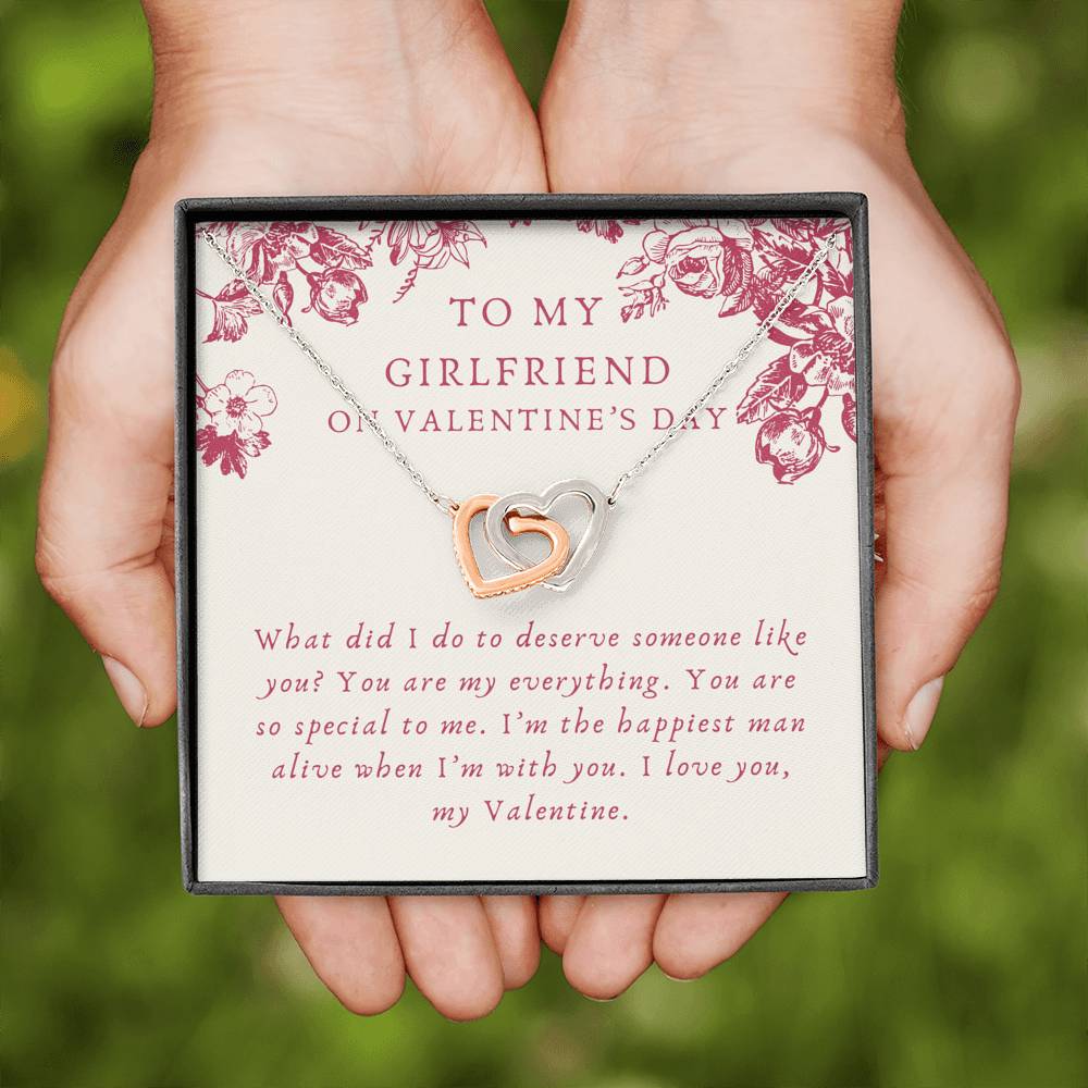 Valentines Day Necklace Gift To My Girlfriend Interlocked Heart Pendent On Her Birthday Wedding Engagement Gift