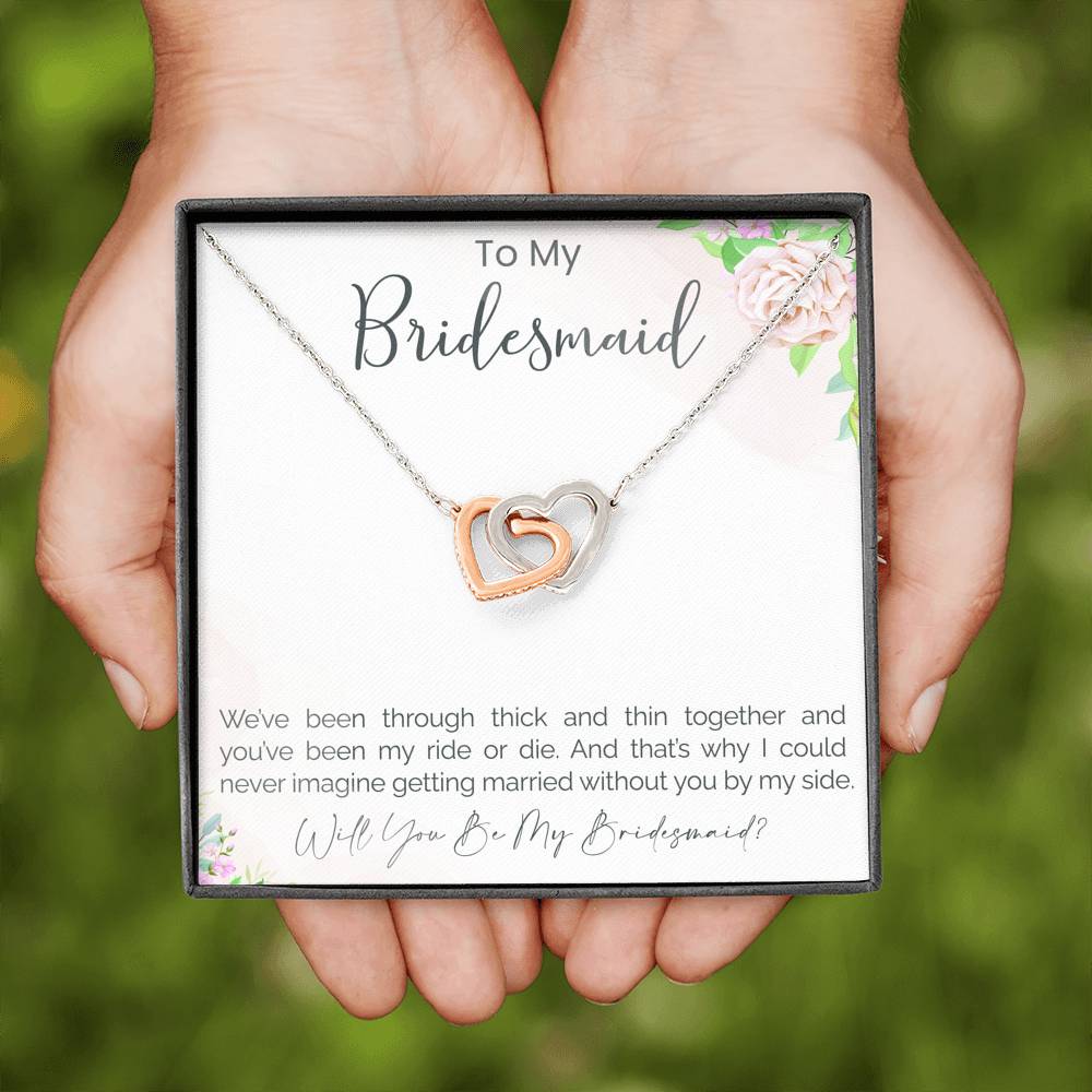 Personalized Gift Bridesmaid Necklace for Her Wedding Accessory  Interlocking Hearts Heart Necklaces for Women with Message  Card