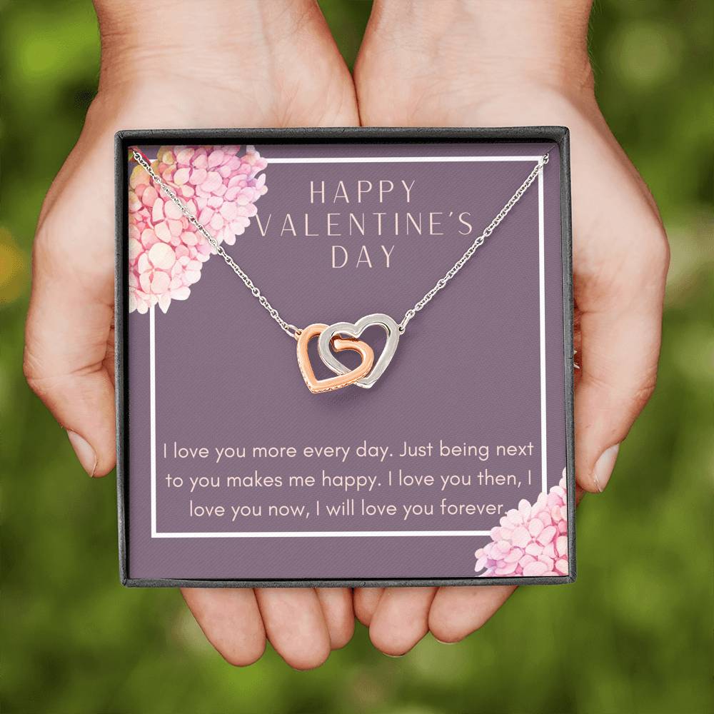 Valentine's Day Gift For Women Interlocked Heart Pendent To My Girlfriend Gift With The Message Card