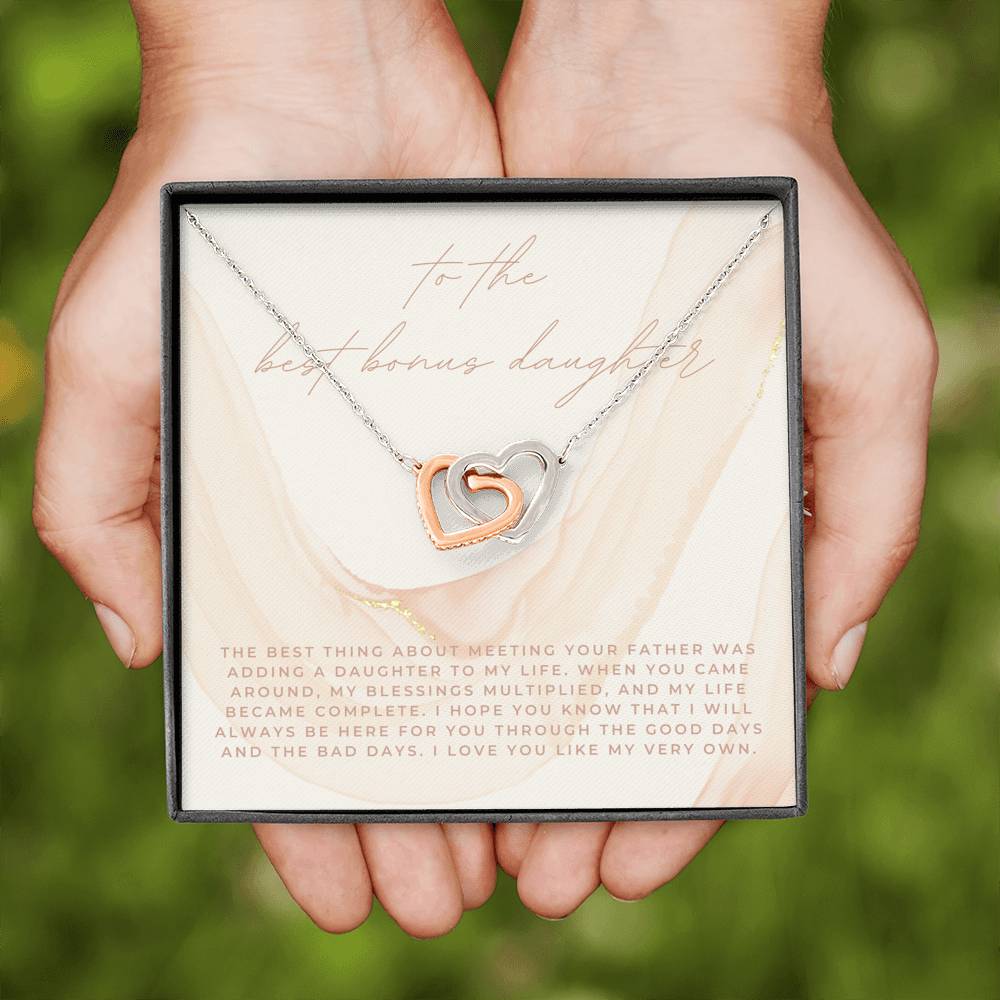 Gift for Step Daughter, Bonus Daughter Gift Necklace, Unbiological Daughter Message Card