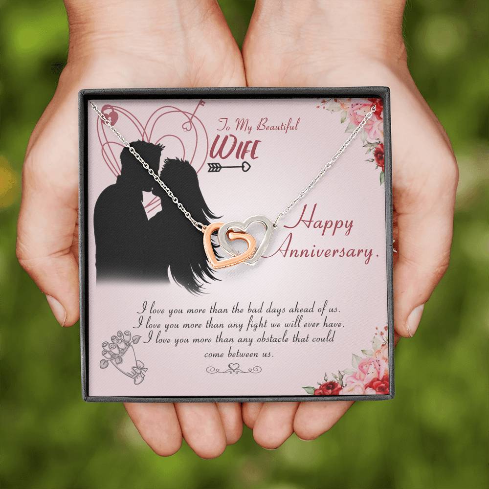 Interlocking Hearts Necklace for Wife Personalized in Luxury Box Birthday Gift for Her Valentines Anniversary Gifts To My Wife Necklace with message card from Husband Silver Necklaces for Women