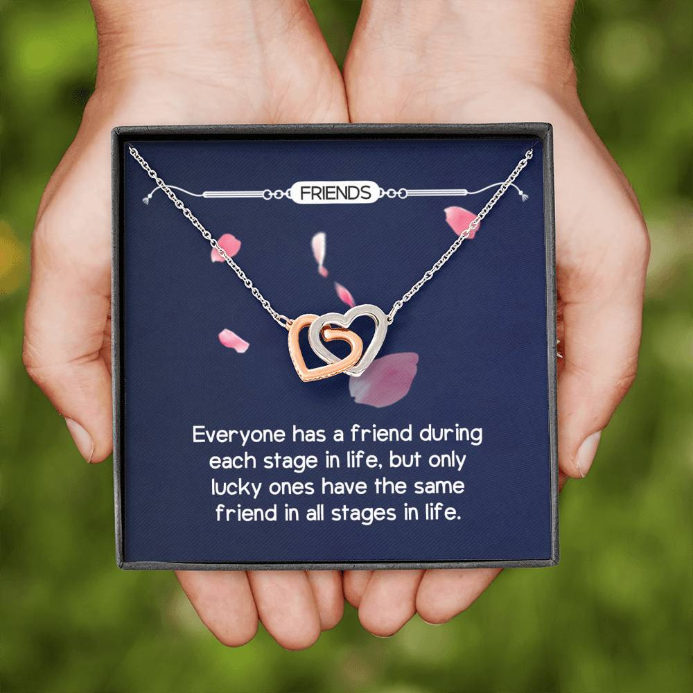 Personalized BFF Bestfriend Necklace  for Her Valentines Birthday Anniversary Gift InterLocking Hearts Necklace for Women with Message  Card