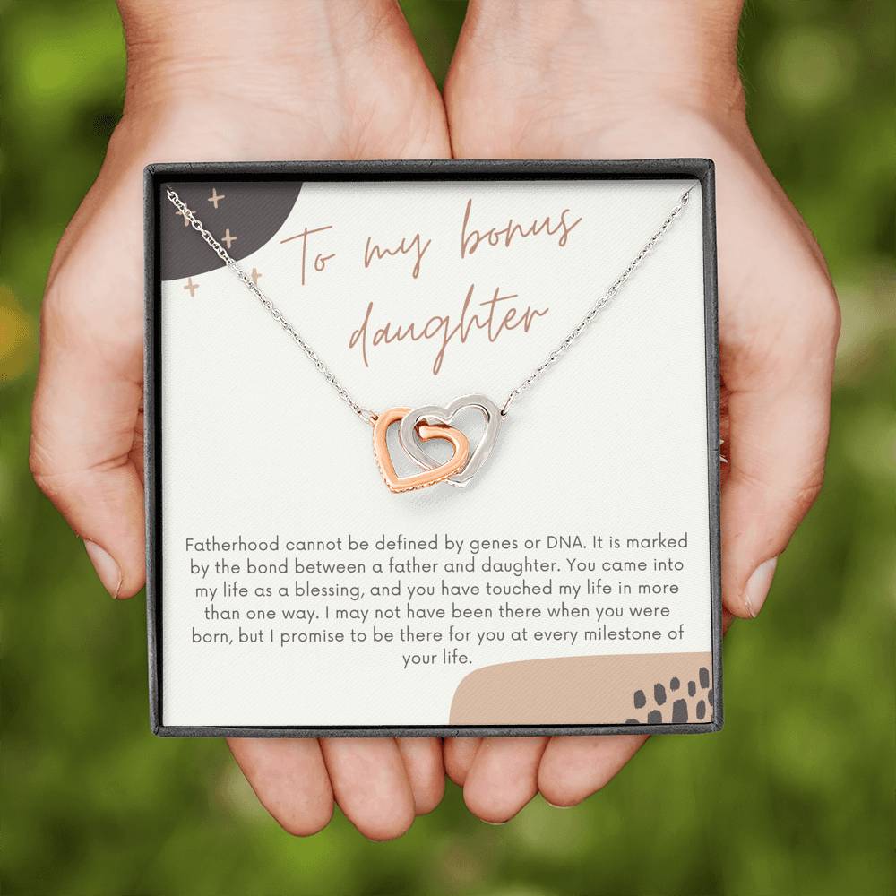 Bonus Daughter Gift Necklace, Gift From Stepdad to Stepdaughter, Birthday Gift, Christmas Gift, Wedding Heart Necklace