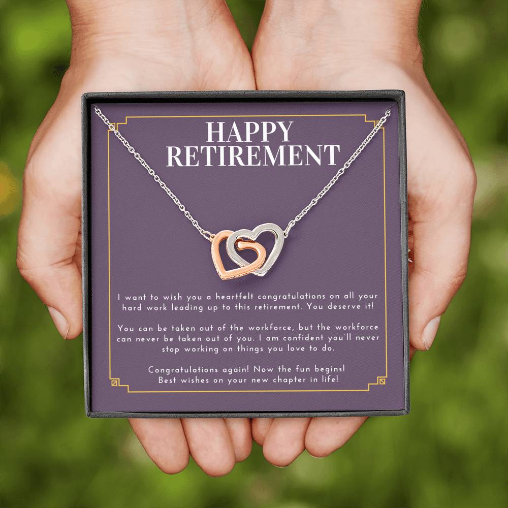 Retirement Gift For Female Interlocked Heart Pendent Gift On Her Retirement Day