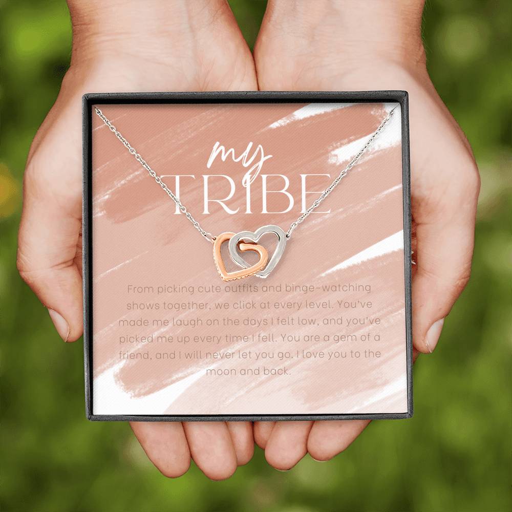 My Tribe, Gift Necklace for BFF, Best Friends Heart Necklace, Personalized Gift for Friend Birthday