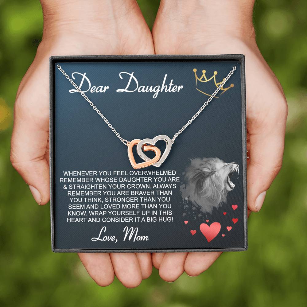 Personalized Gift Daughter Necklace for Mom Valentines Birthday Gift Silver Jewelry Interlocking Hearts Necklace for Women with Message  Card
