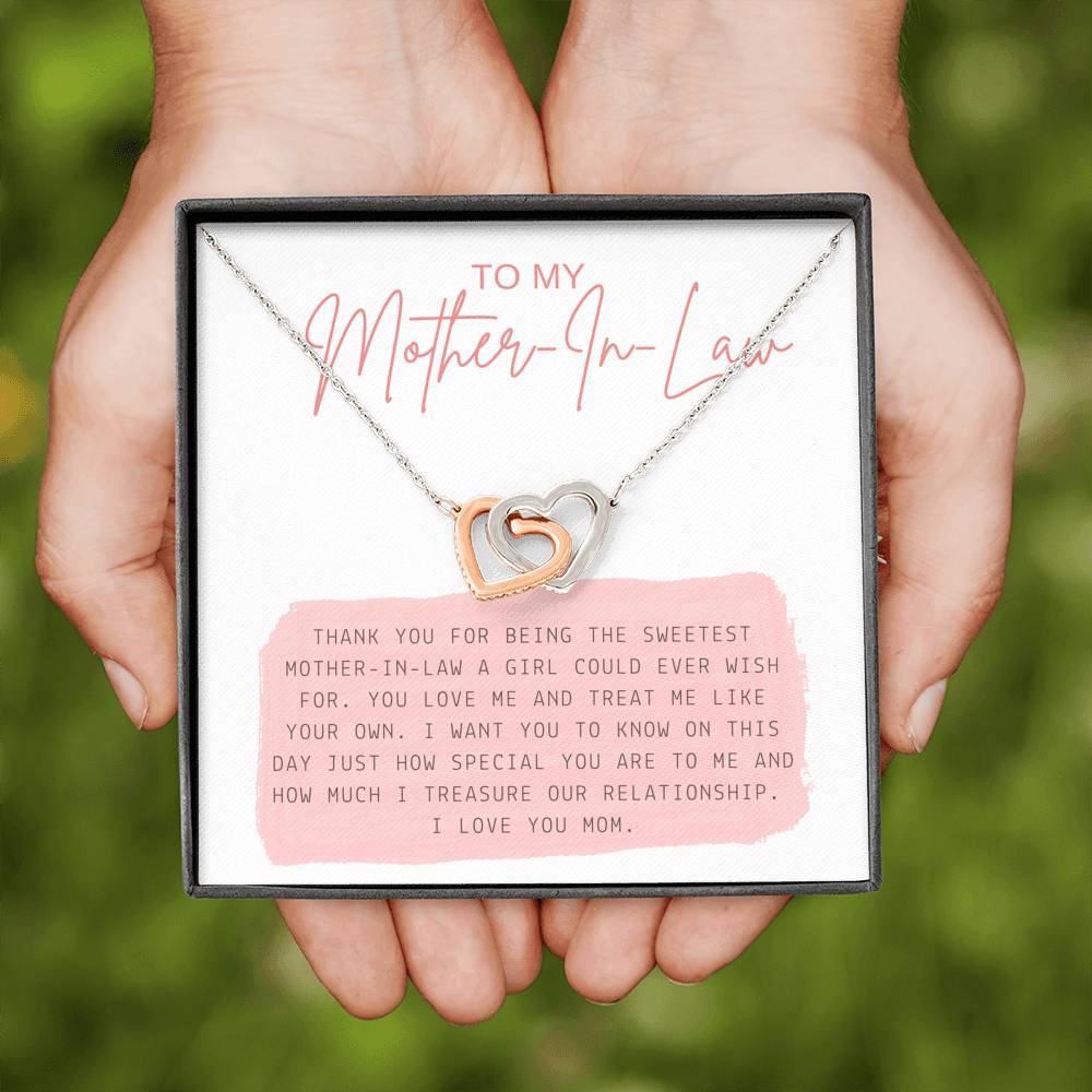 Necklace Gift For Mother In Law Groom's Mom Interlocking Heart Pendent To My Bride's Mom On Mother's Day