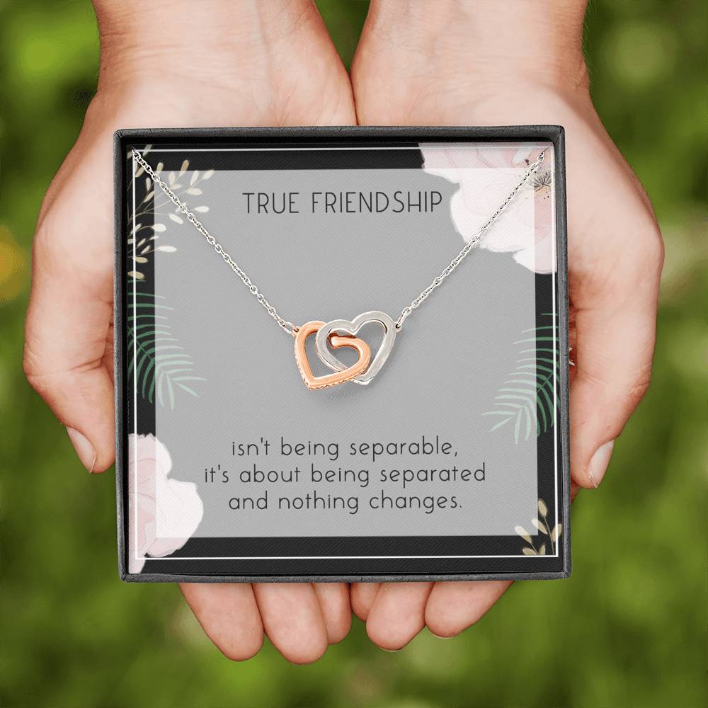 Friendship Necklace For True Friend Interlocked Hearts Pendent Gift To My Forever Friend