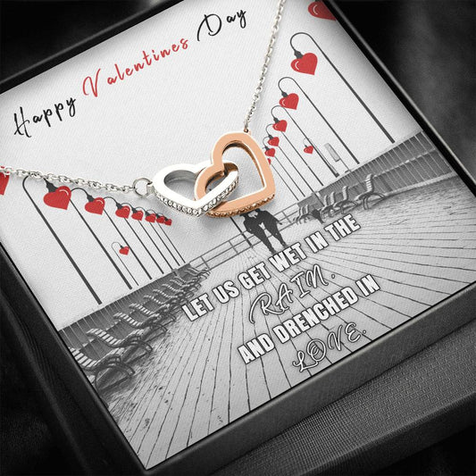 Two Hearts Necklace Pendant Valentine Jewelry Friend Frame Shape Valentines Gift Silver Love Women Gold Tone Valentine’s Day