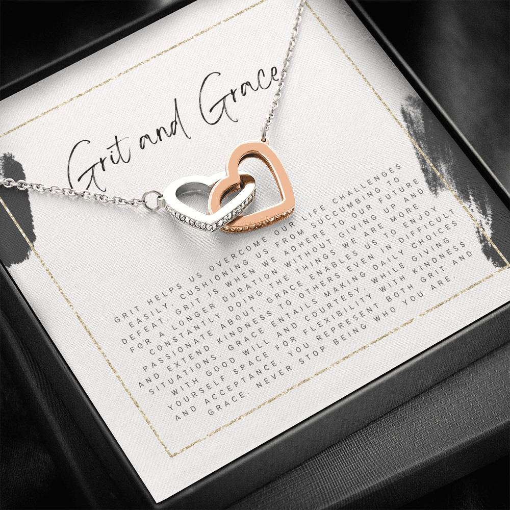 Encouraging Gift for Friend, Never Give Up Gift Necklace for Friend, Grace and Grit Heart Necklace for Friend