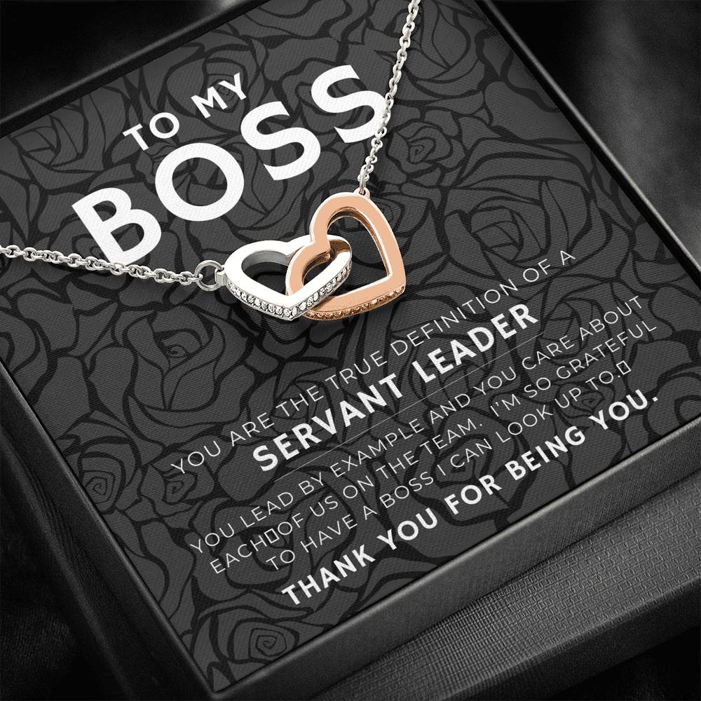Sterling Two Interlocking Hearts Pendent Gift For Boss
