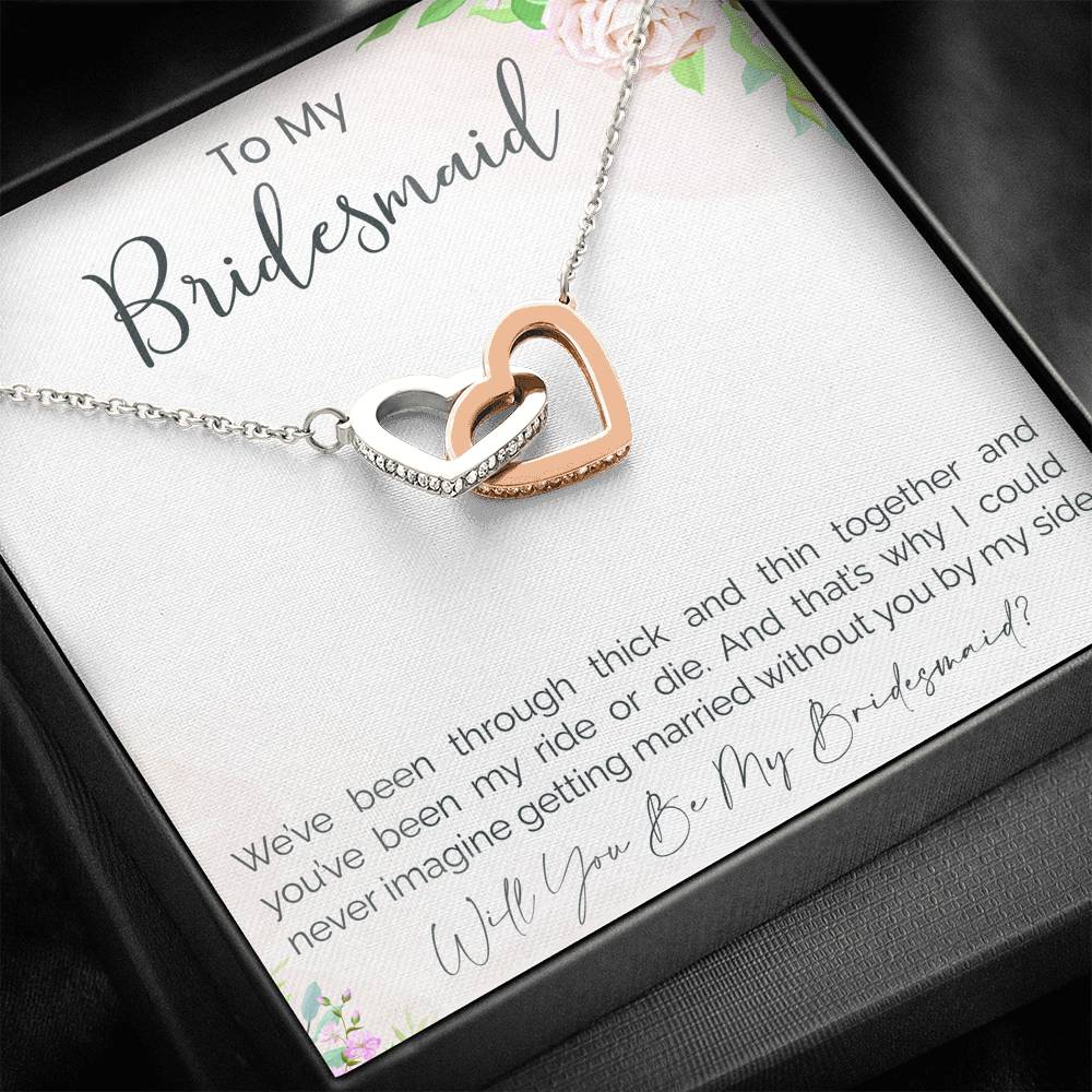 Personalized Gift Bridesmaid Necklace for Her wedding Accessory Gift Interlocking Hearts Necklaces for Women with Message  Card
