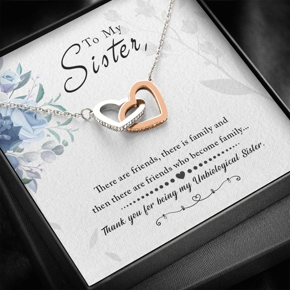Personalized Custom Sister Necklace  for Her Valentines Birthday Anniversary Gift Interlocking Hearts Necklace for Women with Message  Card