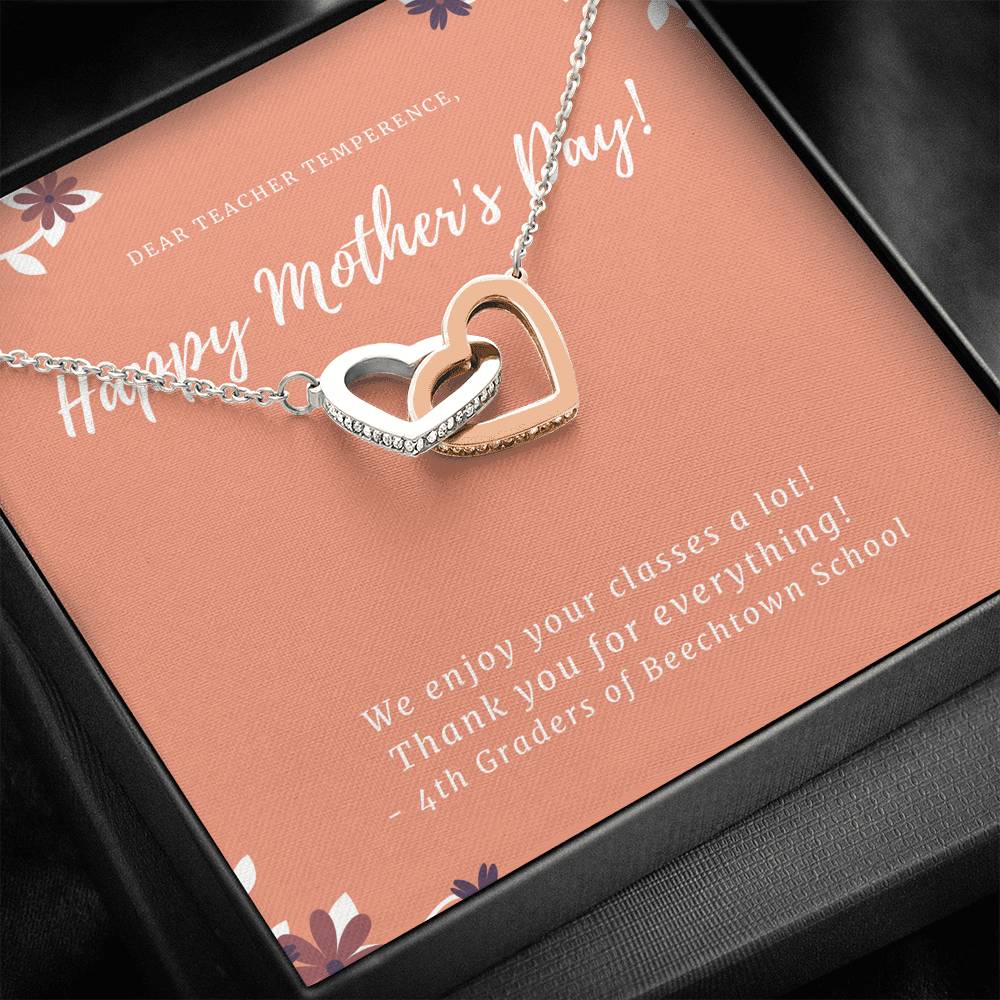 Best Gift for Mom  Necklace Silver Jewelry for Valentines Mother's Day Birthday Gift Interlocking Hearts Necklace for Women with Message  Card