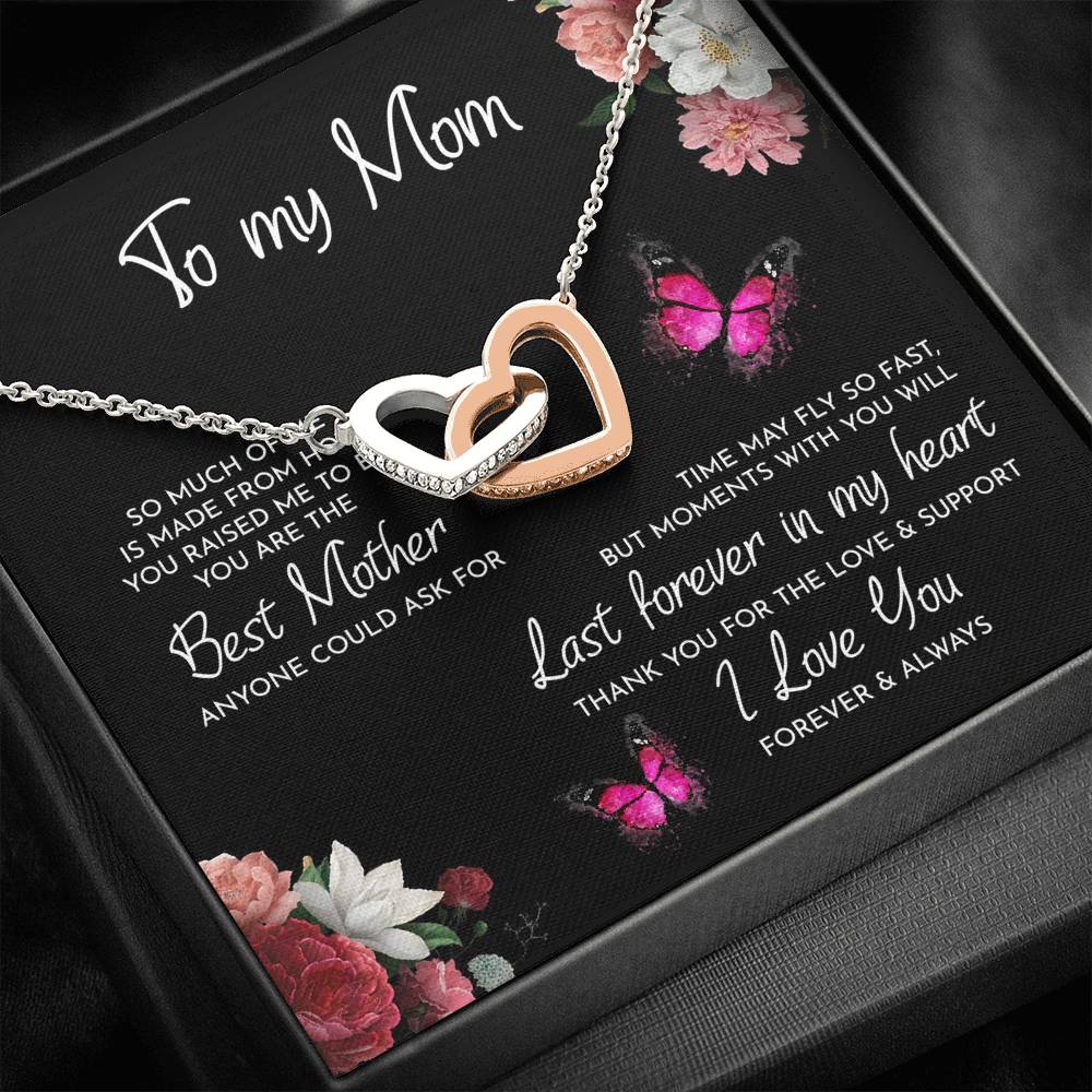 To My Mom, Thank You For Always Being There, Interlocking Hearts Necklace, Mother's Day Gift, Necklace For Mom, Jewelry Gift From Daughter
