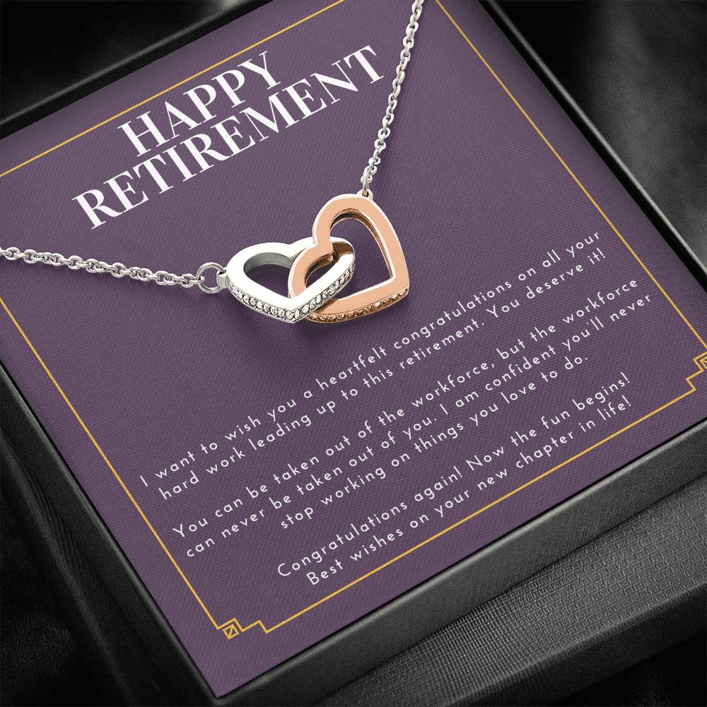 Retirement Gift For Female Interlocked Heart Pendent Gift On Her Retirement Day