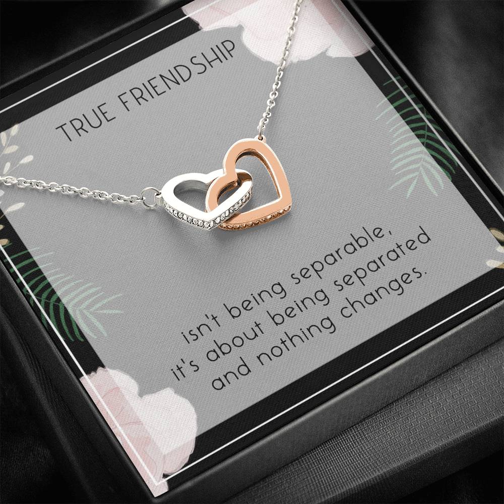 Friendship Necklace For True Friend Interlocked Hearts Pendent Gift To My Forever Friend