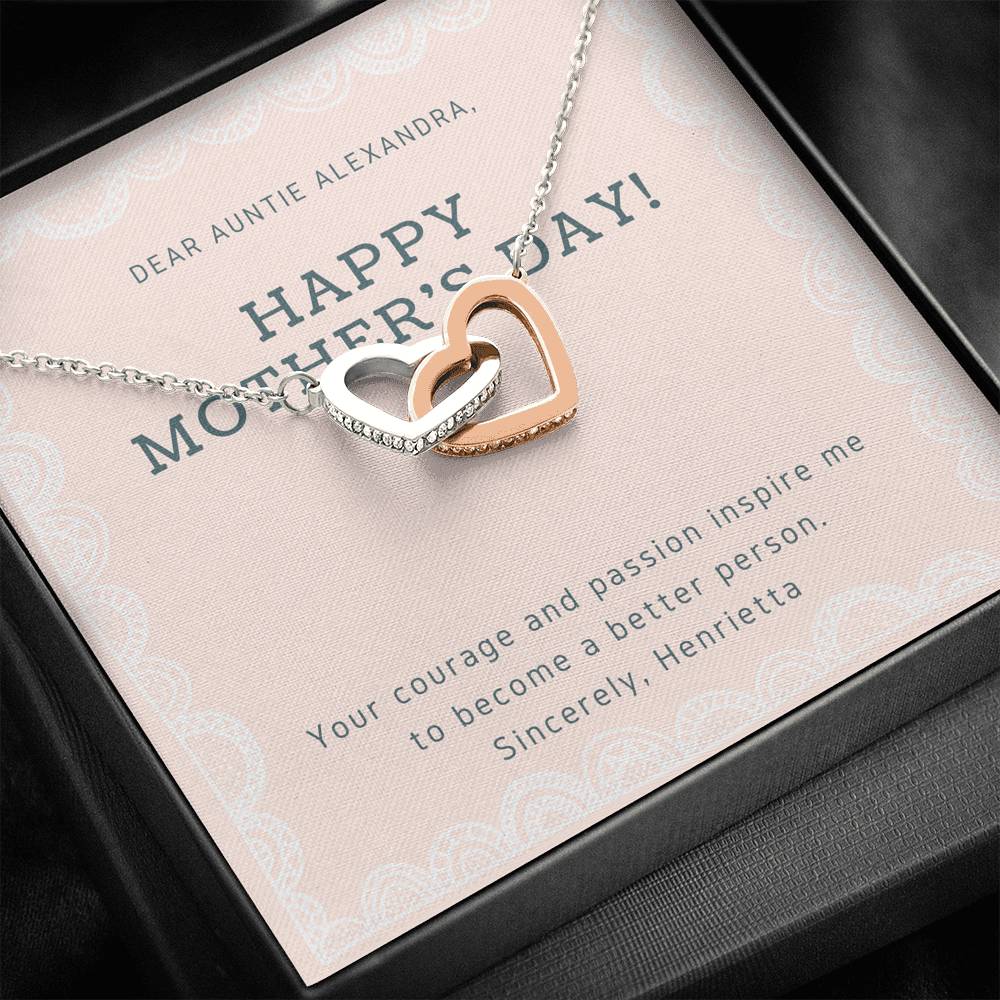 To My Auntie Necklace Gift Thank You For Courage Pendent Gift On Mother's Day For Mother Grandma Step Mom Gift With The Message Card