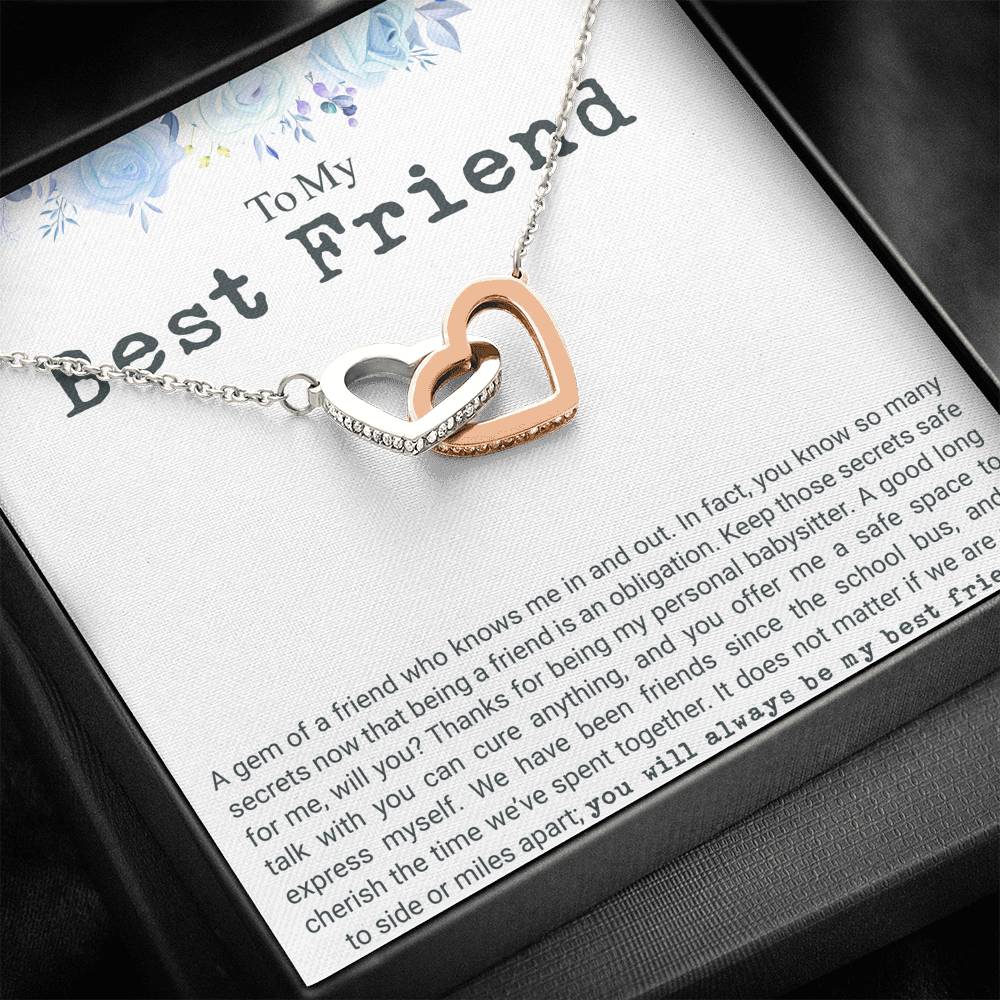 Personalized Bestfriend Necklace for Her Birthday Friendship Gift Interlocking Hearts Heart Necklaces for Women with Message  Card