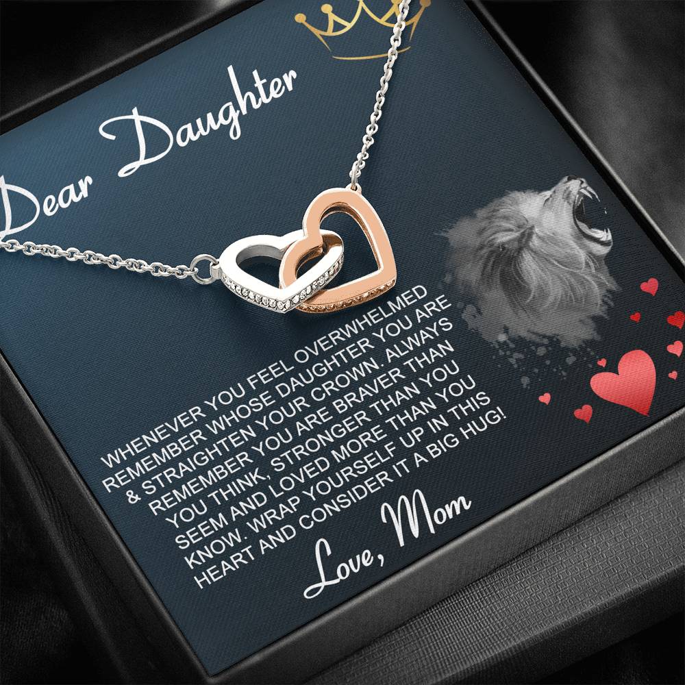 Personalized Gift Daughter Necklace for Mom Valentines Birthday Gift Silver Jewelry Interlocking Hearts Necklace for Women with Message  Card