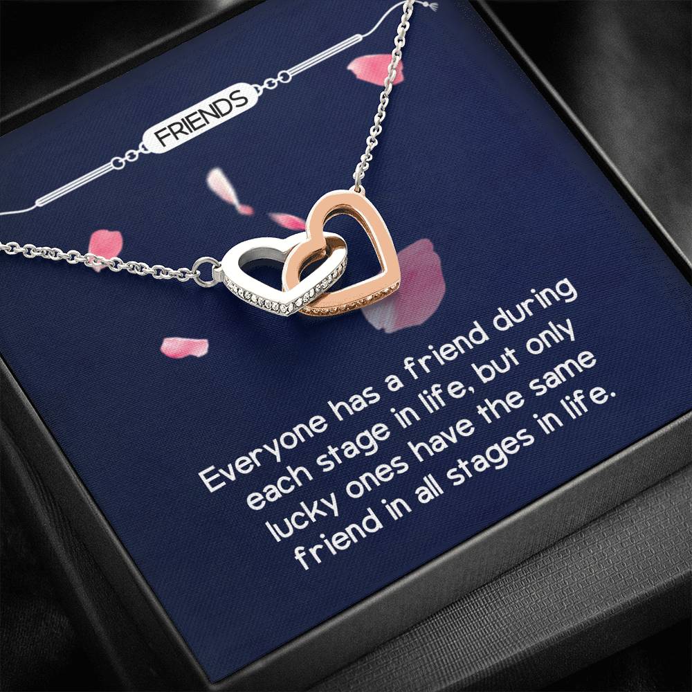 Personalized BFF Bestfriend Necklace  for Her Valentines Birthday Anniversary Gift InterLocking Hearts Necklace for Women with Message  Card
