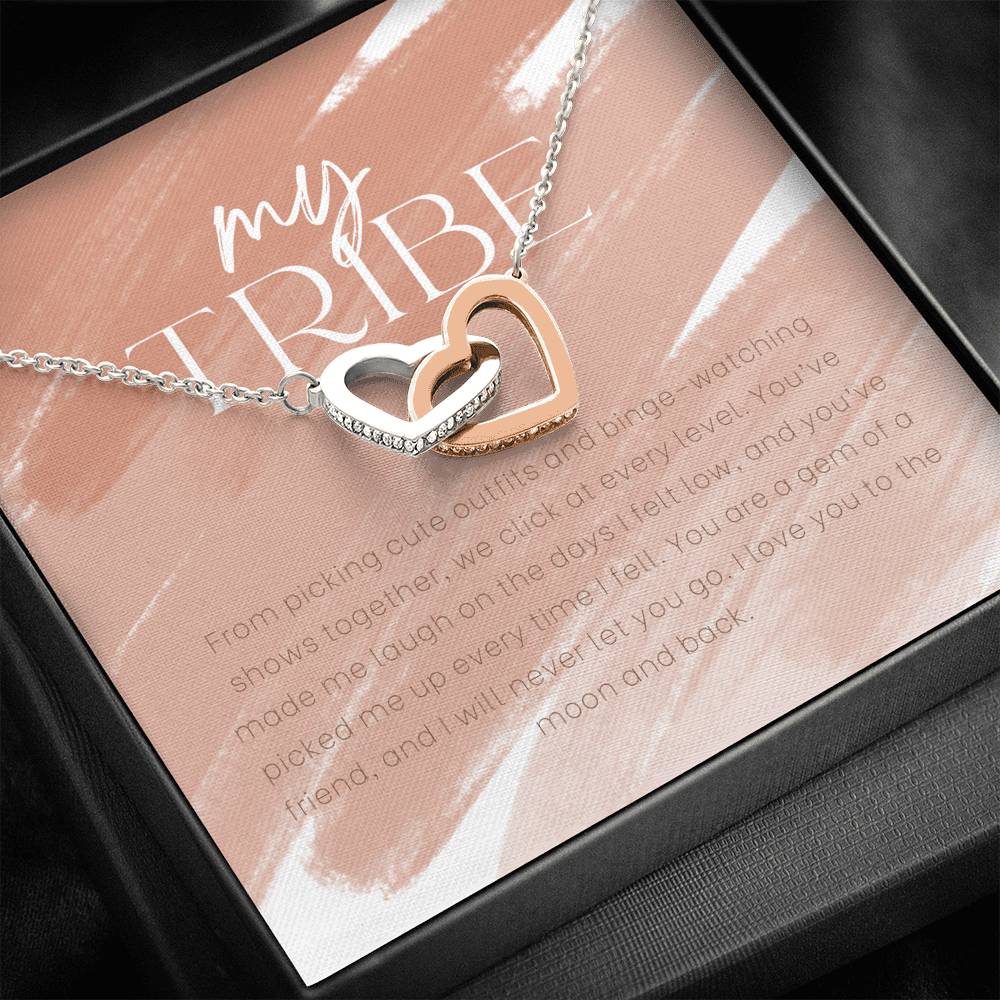 My Tribe, Gift Necklace for BFF, Best Friends Heart Necklace, Personalized Gift for Friend Birthday