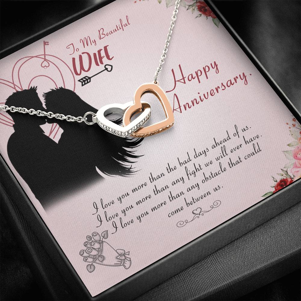 Interlocking Hearts Necklace for Wife Personalized in Luxury Box Birthday Gift for Her Valentines Anniversary Gifts To My Wife Necklace with message card from Husband Silver Necklaces for Women