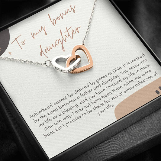 Bonus Daughter Gift Necklace, Gift From Stepdad to Stepdaughter, Birthday Gift, Christmas Gift, Wedding Heart Necklace
