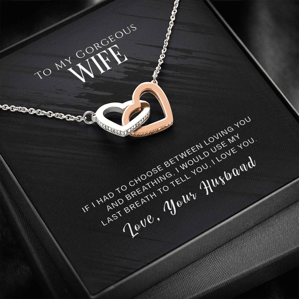 Personalized To My Wife Necklace  for Her Birthday Valentines Anniversary Gift for Wife Interlocking Hearts Necklace for Women with Message  Card