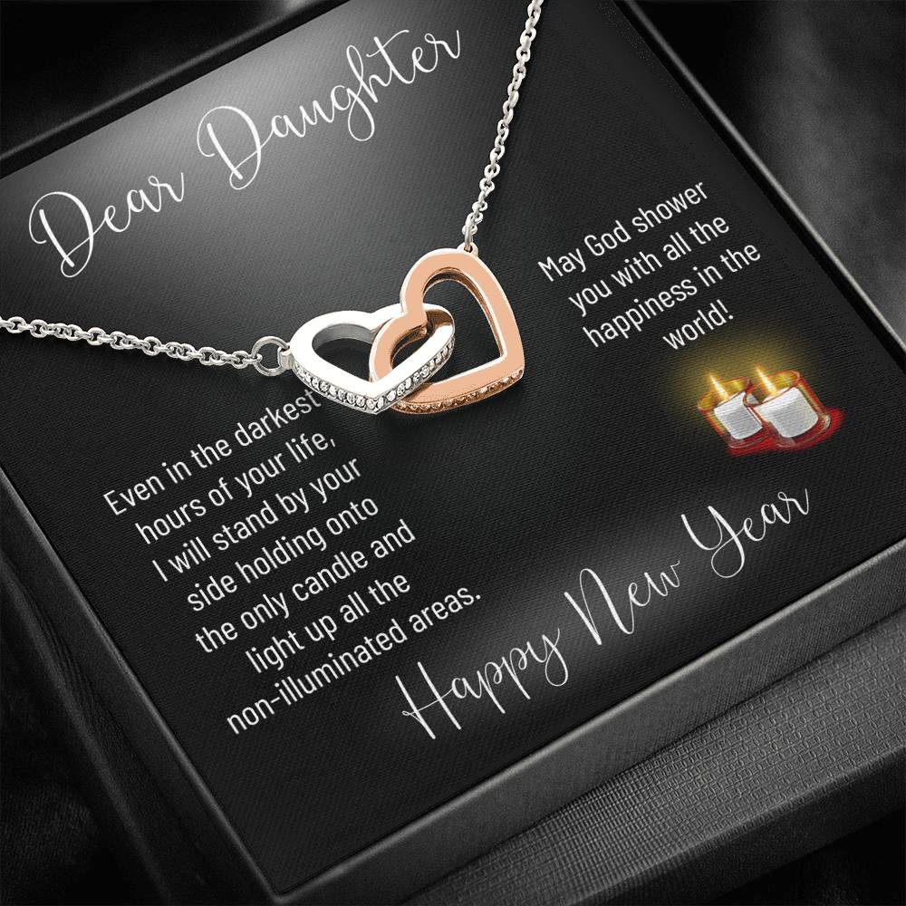 Personalized Gift Daughter Necklace for Her Valentines Birthday  Gift InterLocking Hearts Necklace for Women with Message  Card